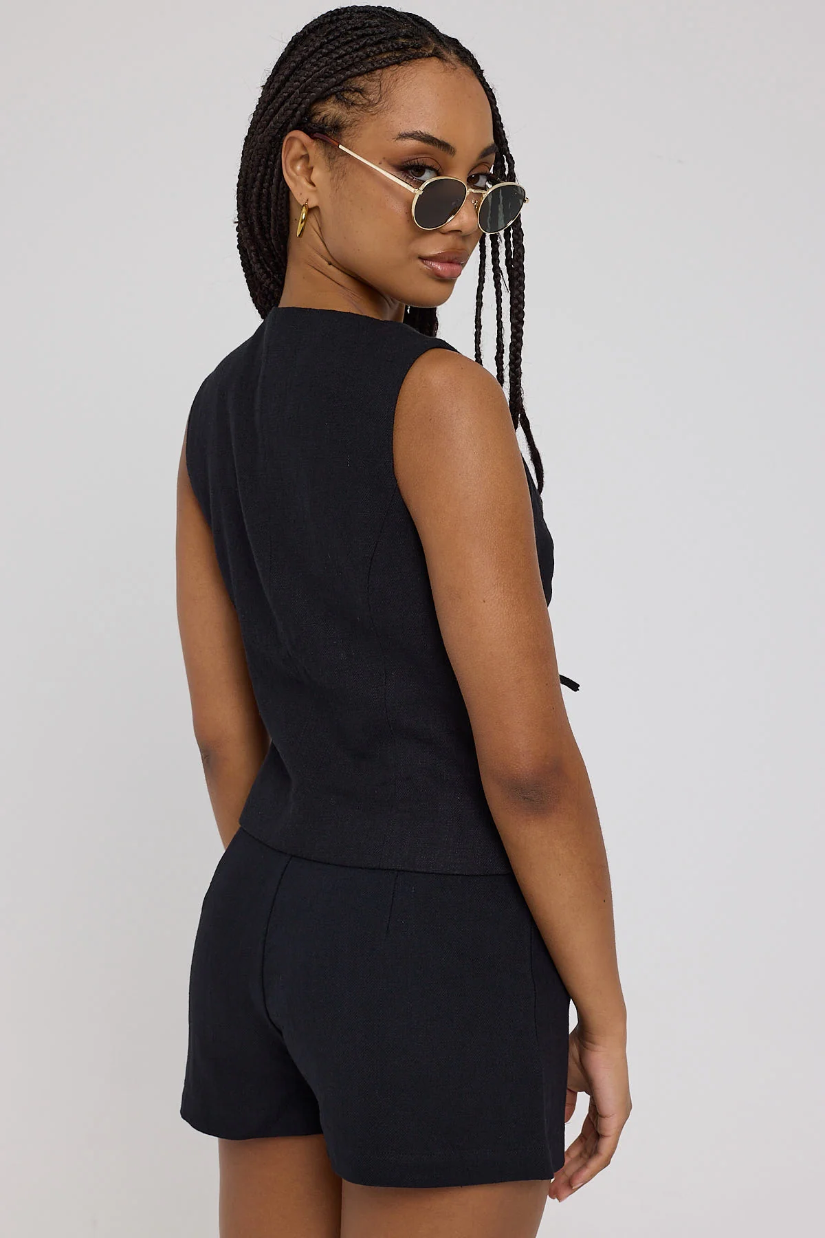 Perfect Stranger Menorca Tie Up Vest Top Black - Image 5