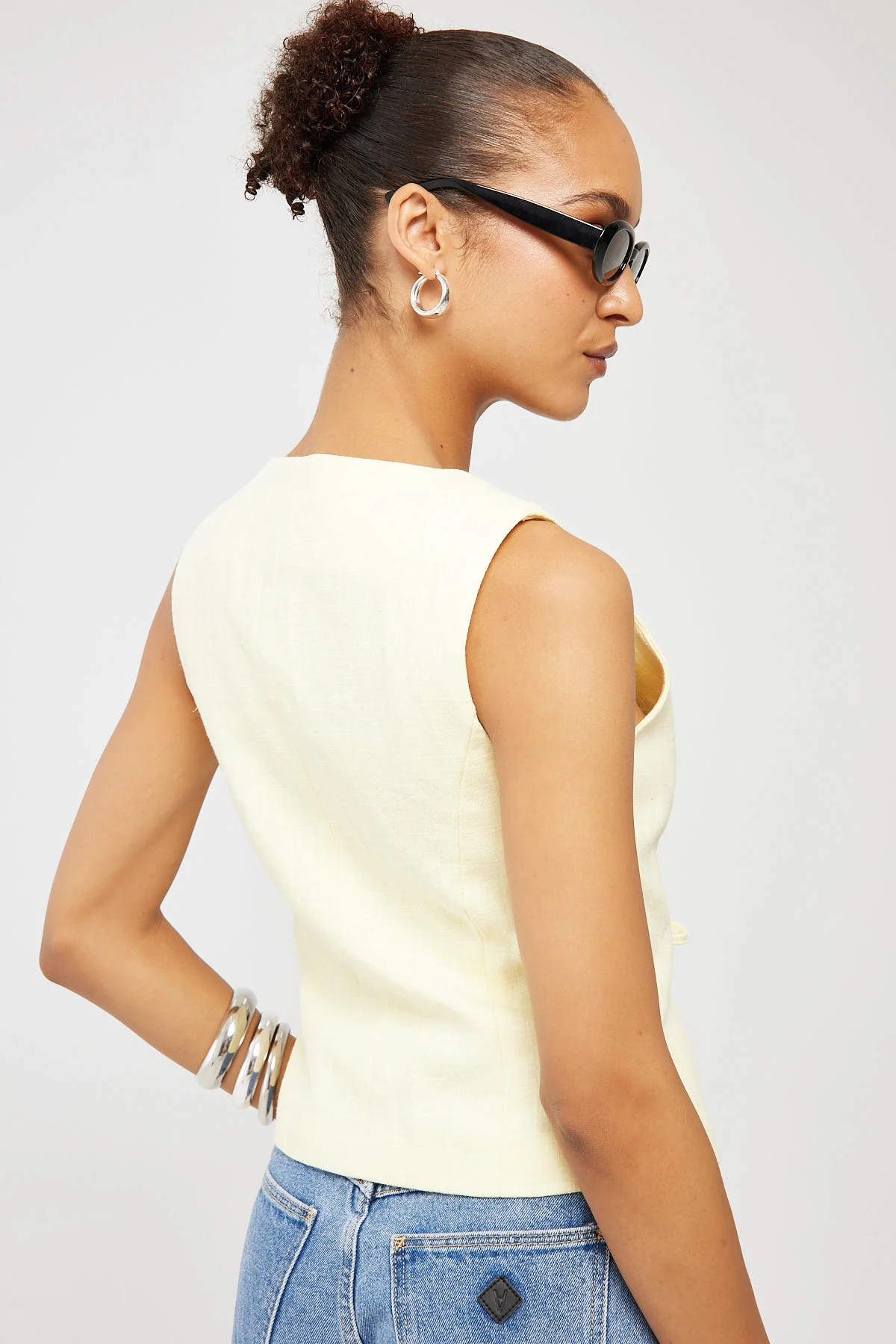 Perfect Stranger Menorca Tie Up Vest Top Lemon - Image 6