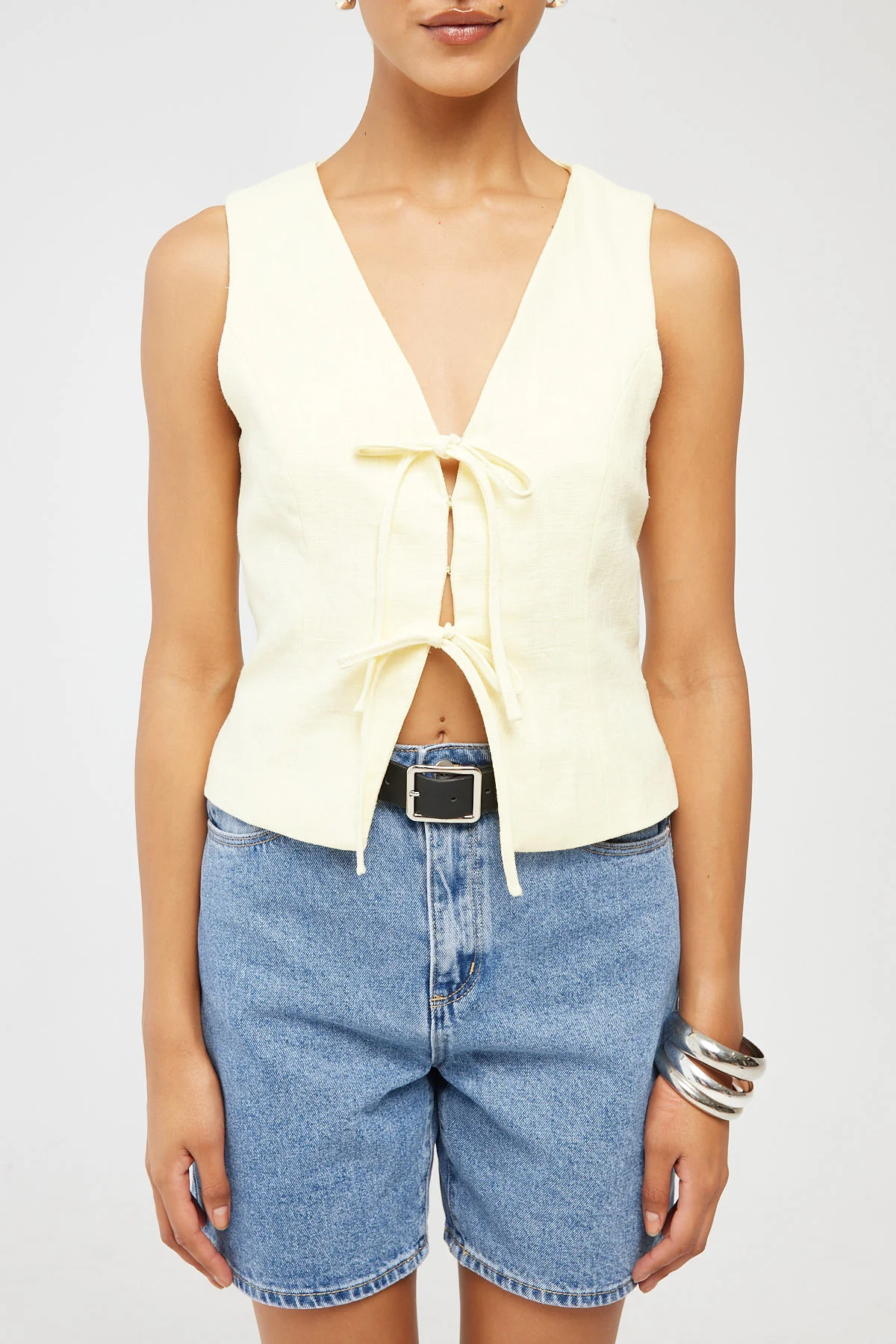 Perfect Stranger Menorca Tie Up Vest Top Lemon - Image 8