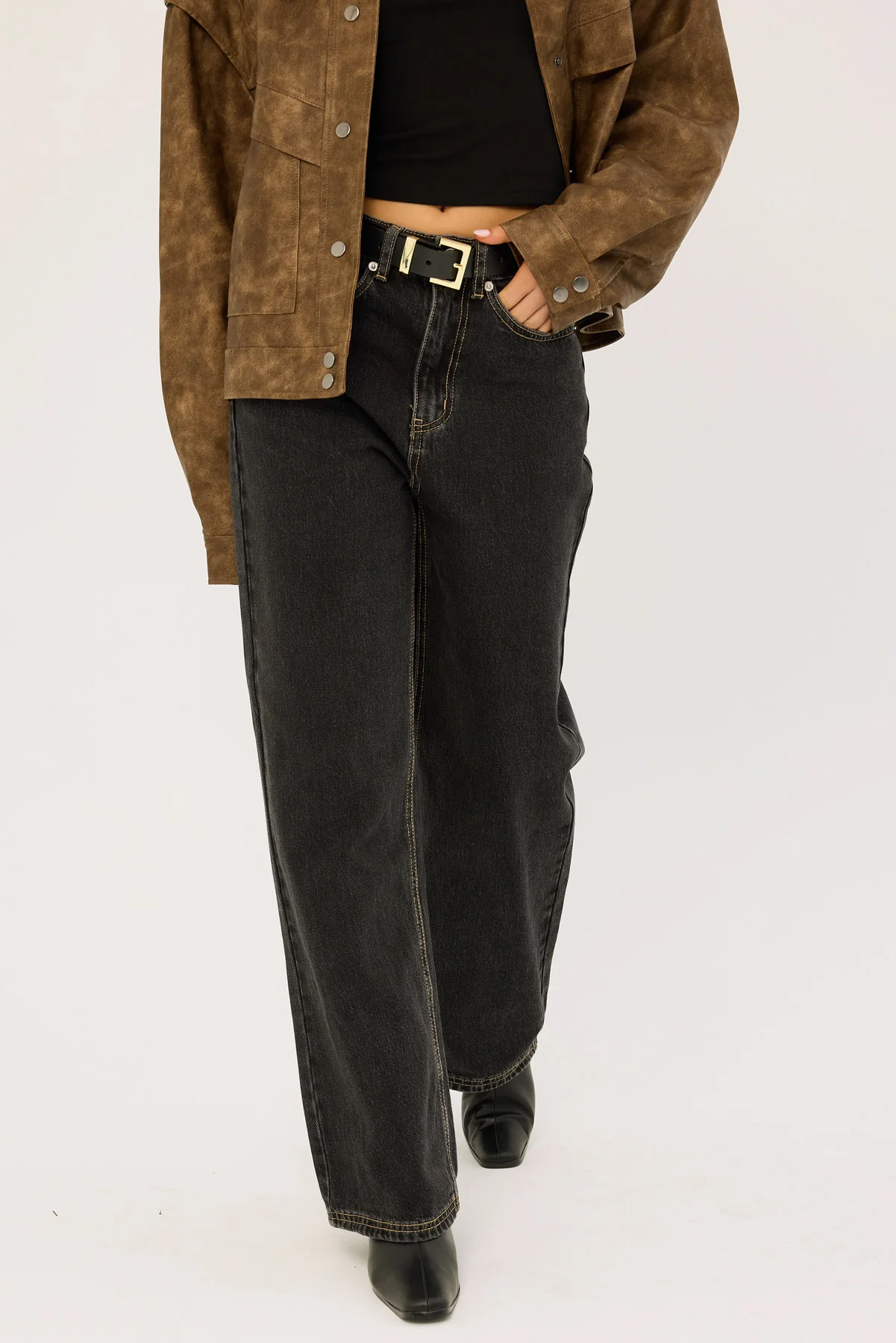 Perfect Stranger Mid Rise 90's Slouch Jean Washed Grey - Image 3