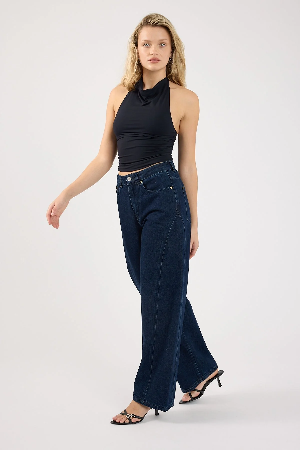 Perfect Stranger Mid Rise Barrel Jean Indigo Denim - Image 2