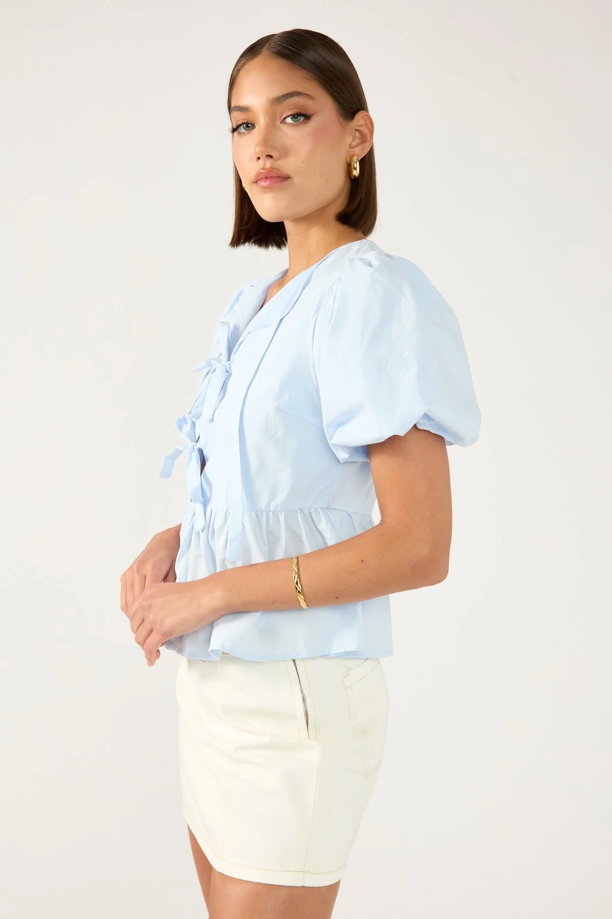 Perfect Stranger Mika Denim Mini Skirt Cream - Image 4