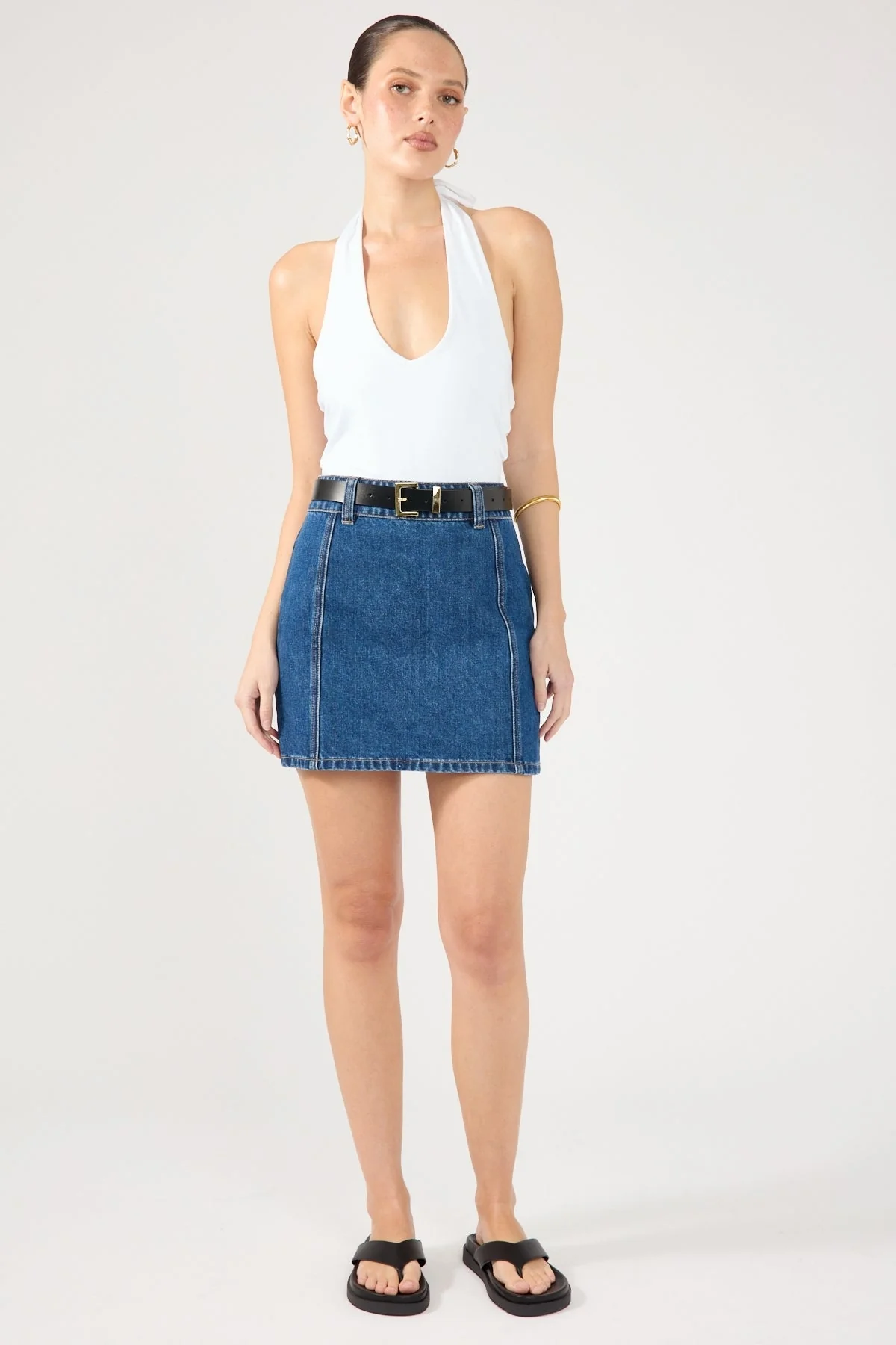 Perfect Stranger Mika Denim Mini Skirt Mid Blue Denim