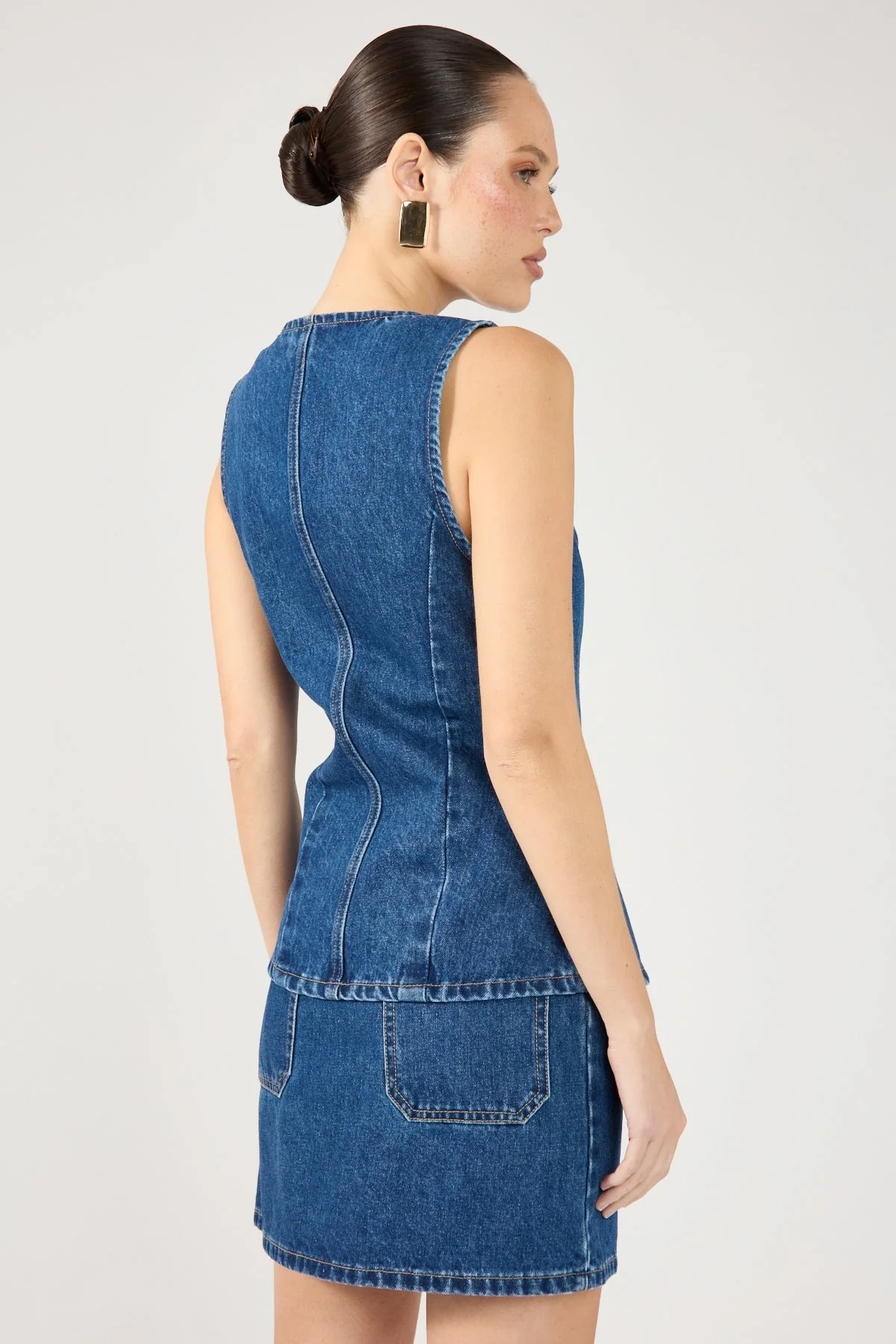 Perfect Stranger Mika Denim Mini Skirt Mid Blue Denim - Image 4