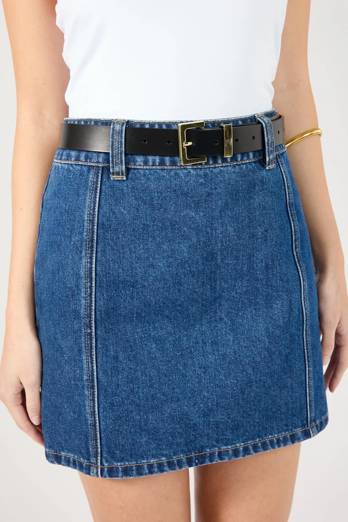 Perfect Stranger Mika Denim Mini Skirt Mid Blue Denim - Image 6