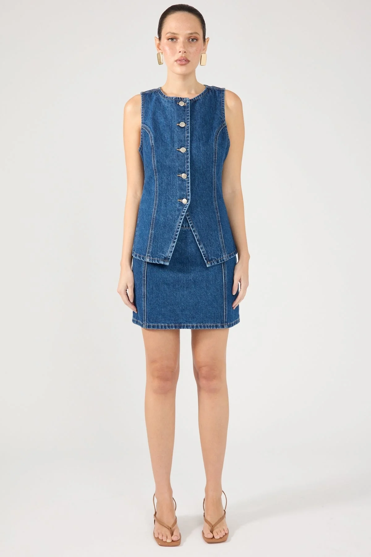 Perfect Stranger Mika Denim Mini Skirt Mid Blue Denim - Image 7