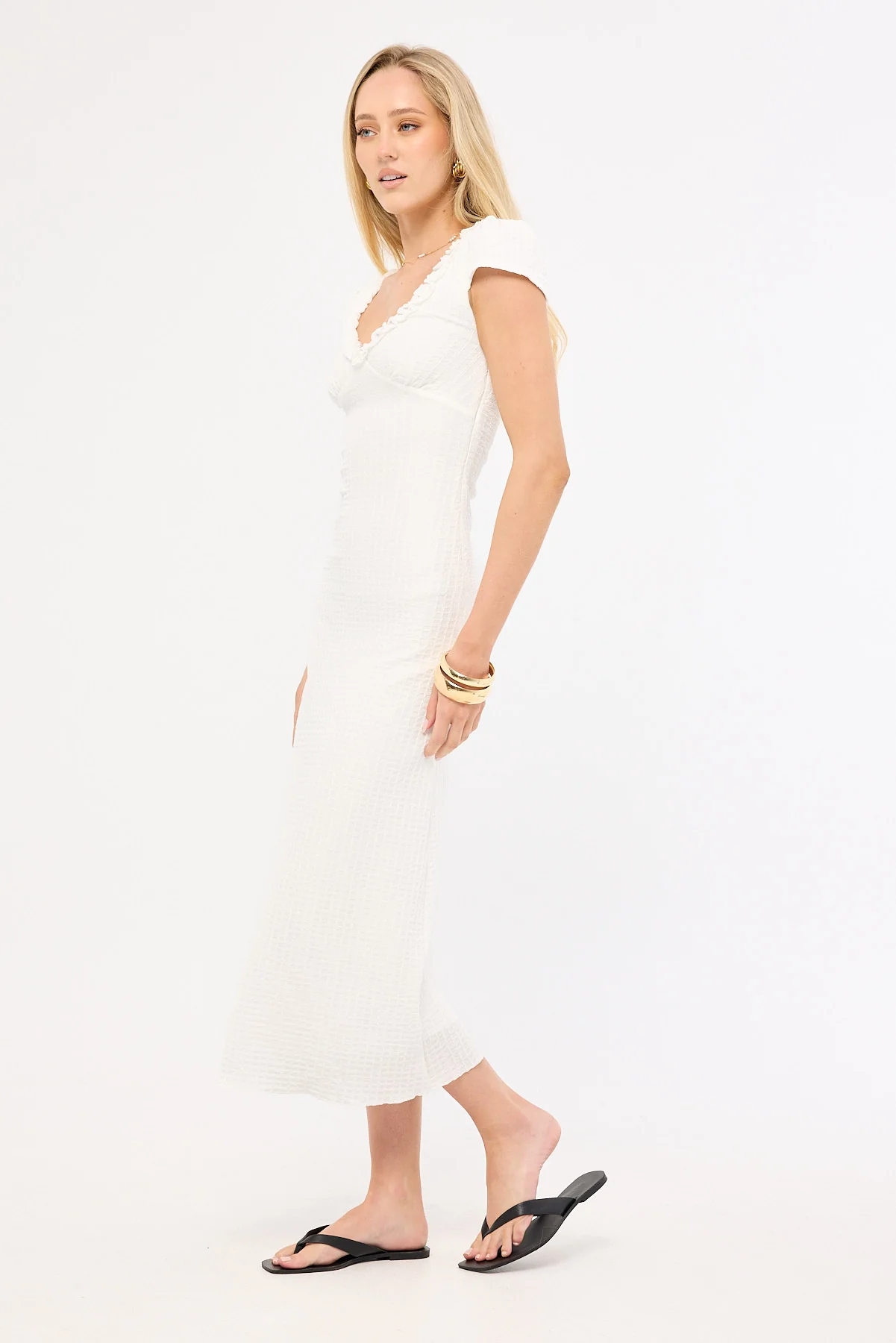 Perfect Stranger Mimsy Short Sleeve Midi Dress White - Image 4