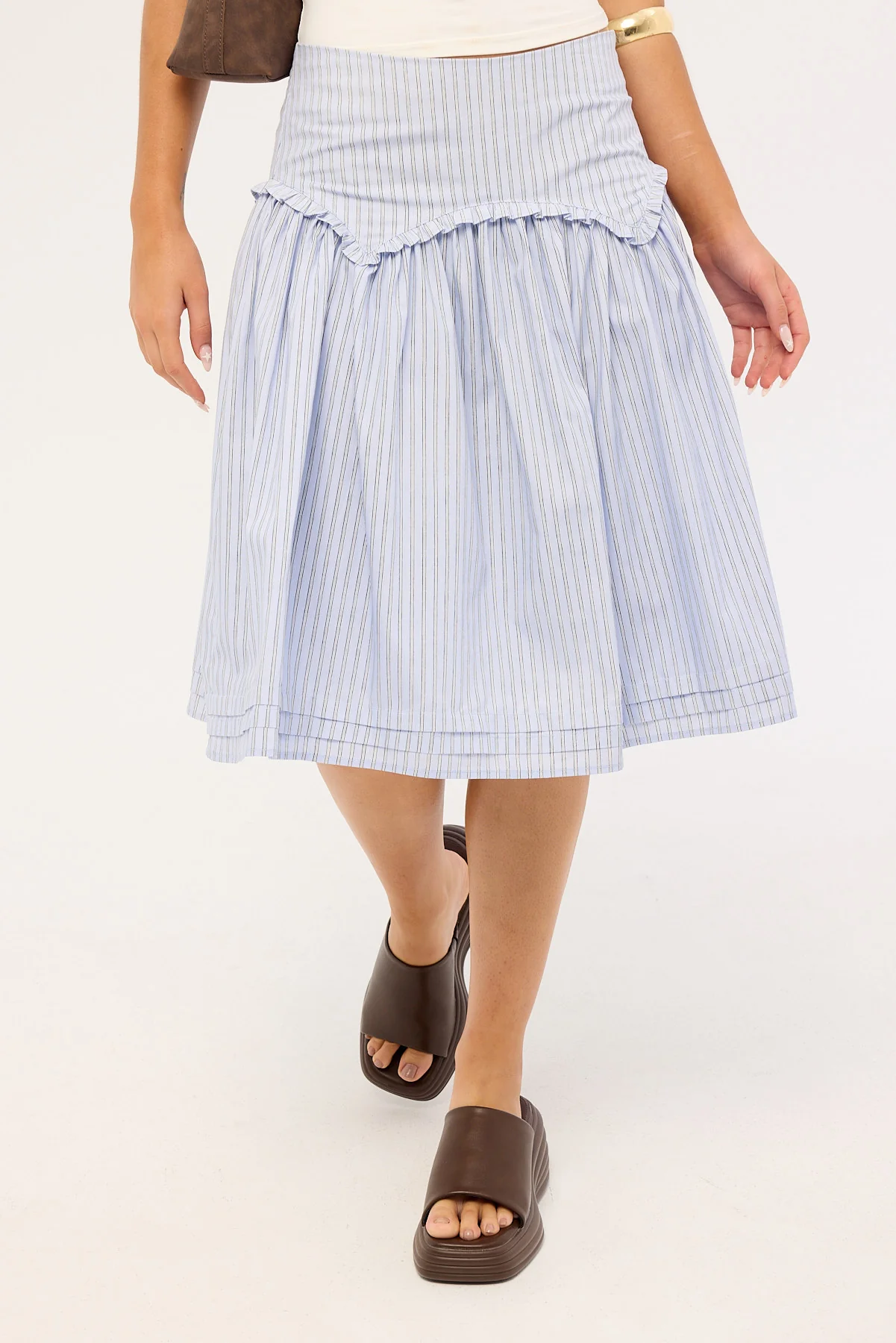 Perfect Stranger Montel Mid Rise Midi Skirt Blue Stripe - Image 2
