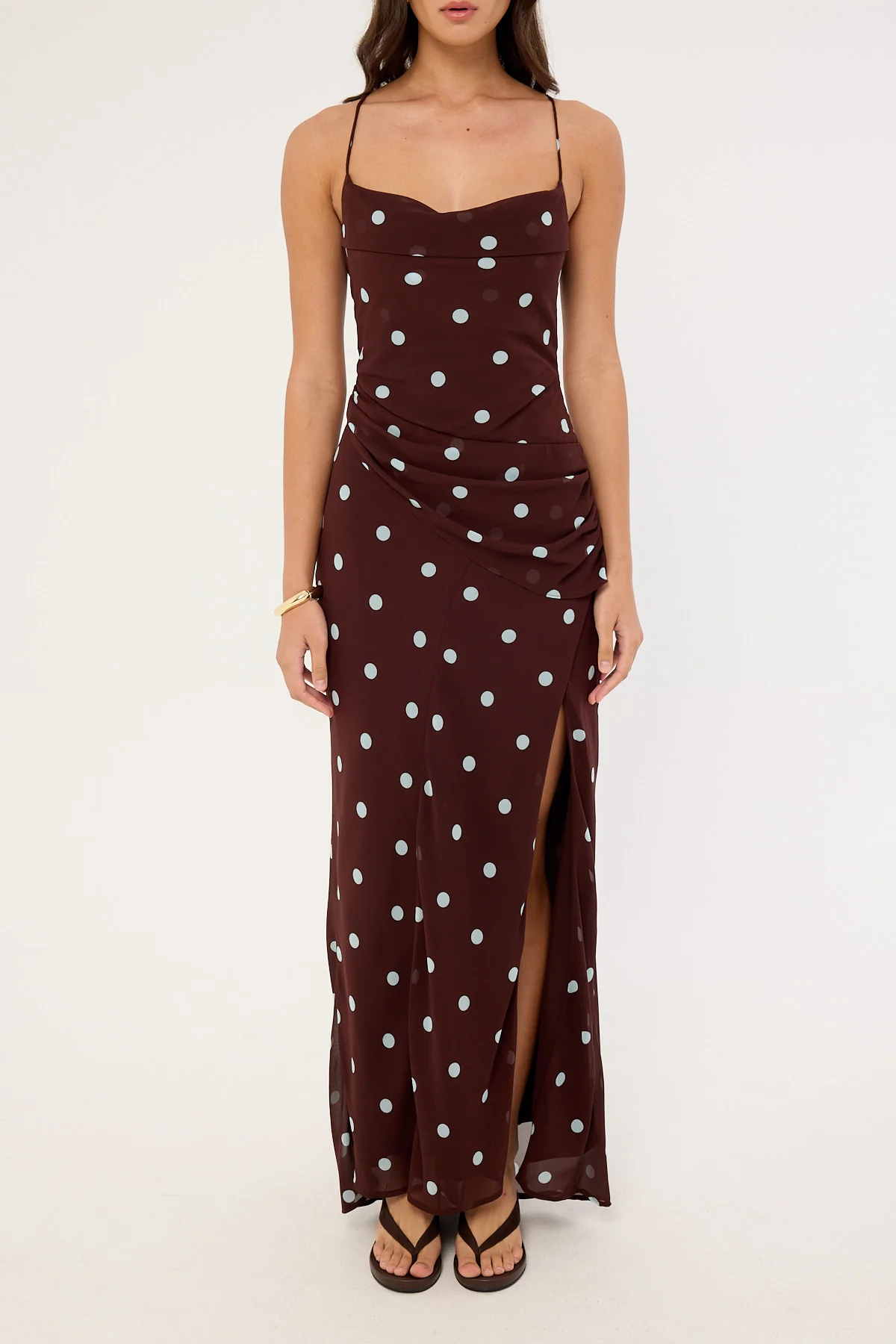 Perfect Stranger Naya Polka Maxi Dress Blue/Brown Polka - Image 7