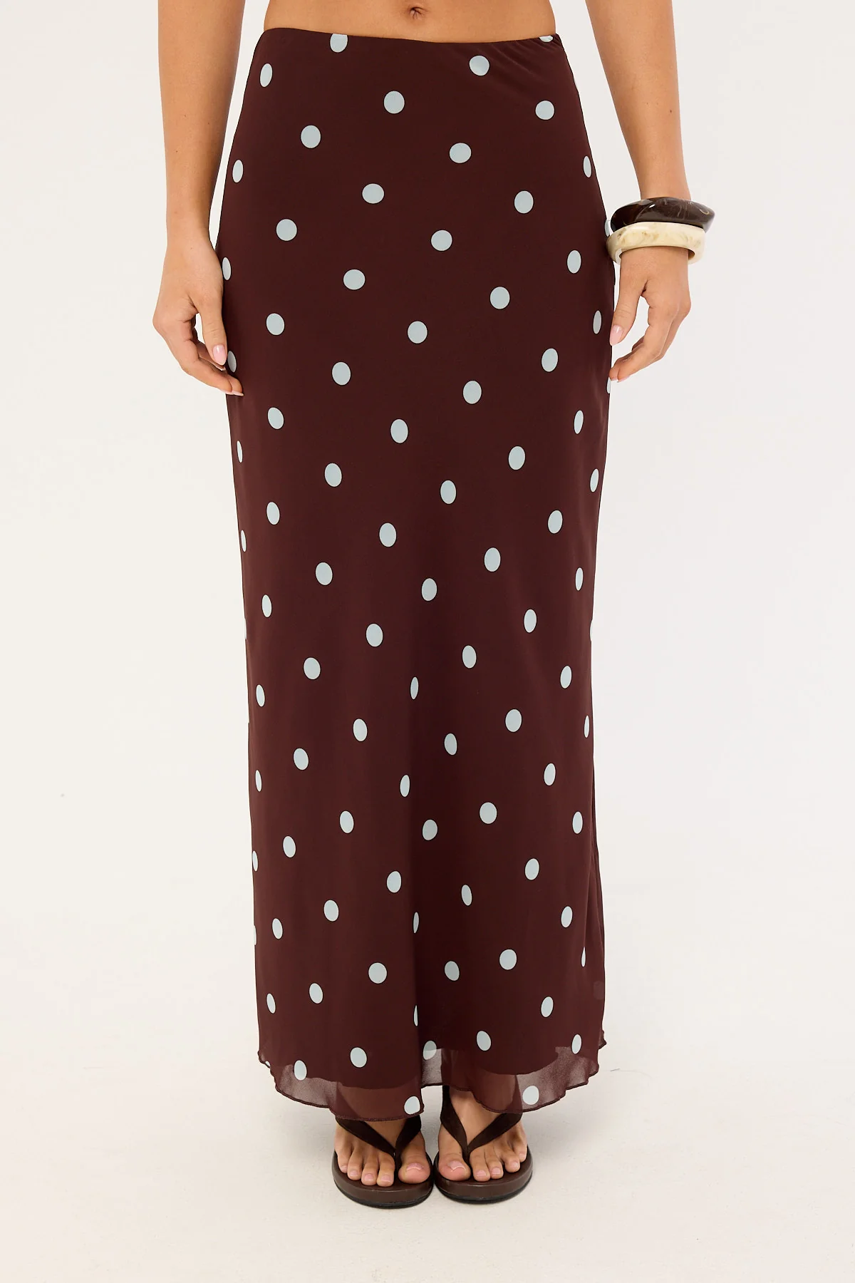 Perfect Stranger Naya Polka Maxi Skirt Blue/Brown Polka - Image 8