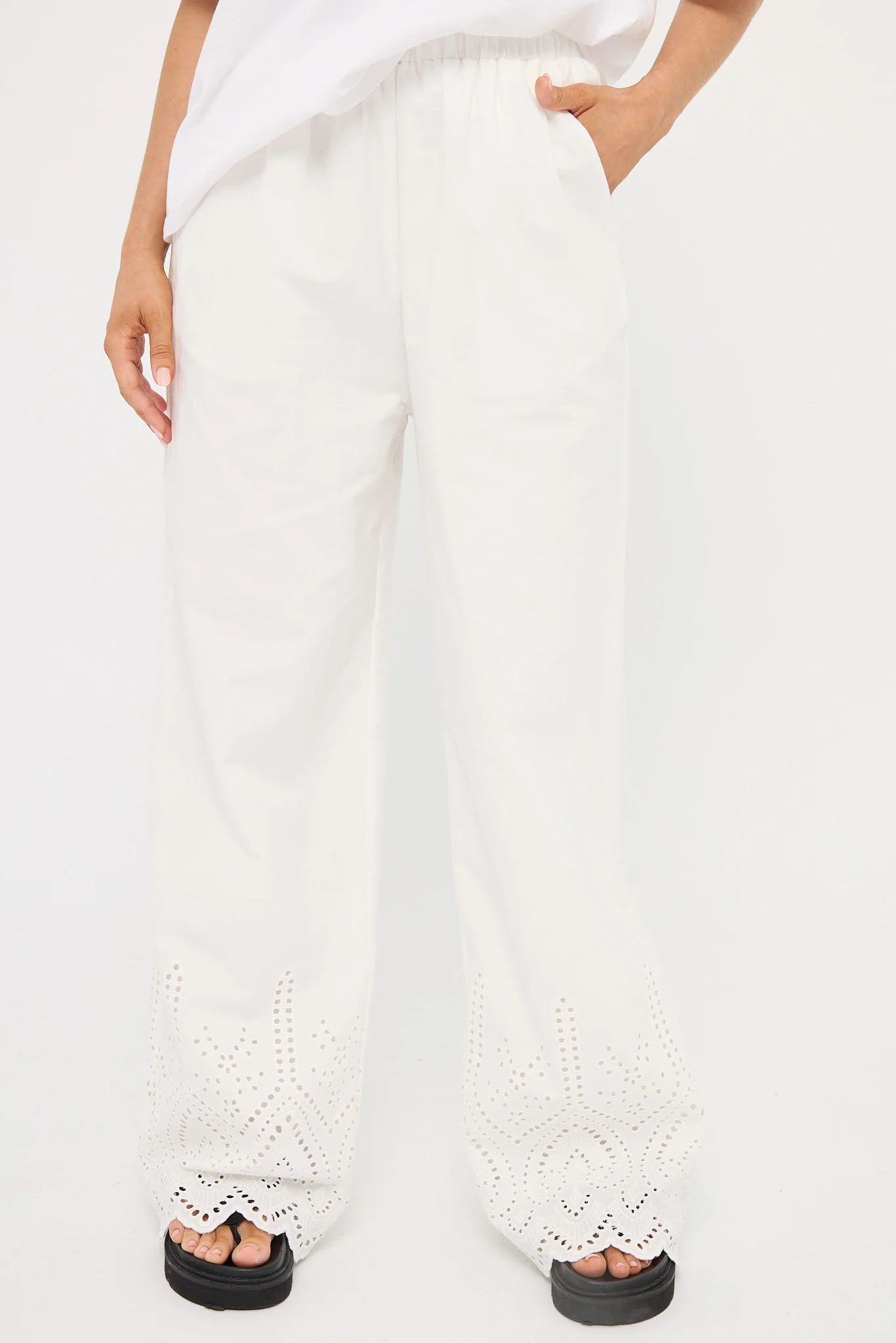 Perfect Stranger Novalee Broderie Straight Leg Pant White - Image 2
