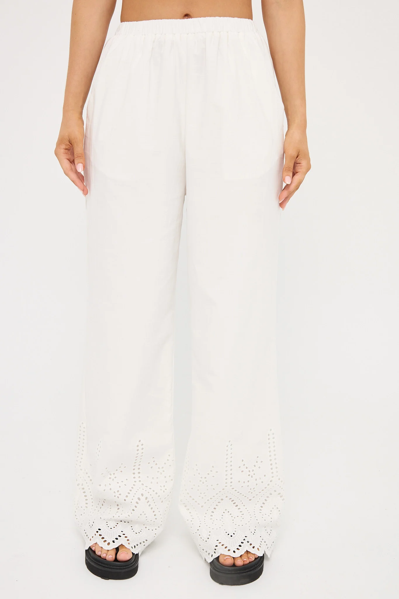 Perfect Stranger Novalee Broderie Straight Leg Pant White - Image 8