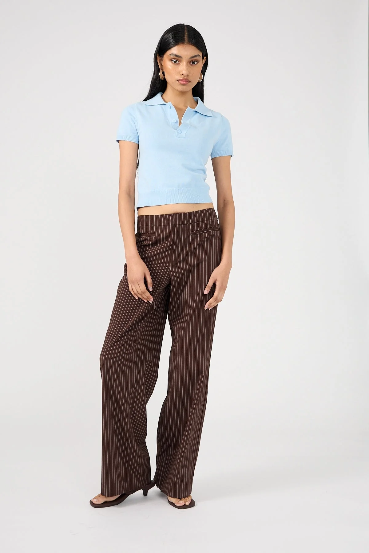 Perfect Stranger Odie Pinstripe Mid Rise Pant Brown Pinstripe - Image 2