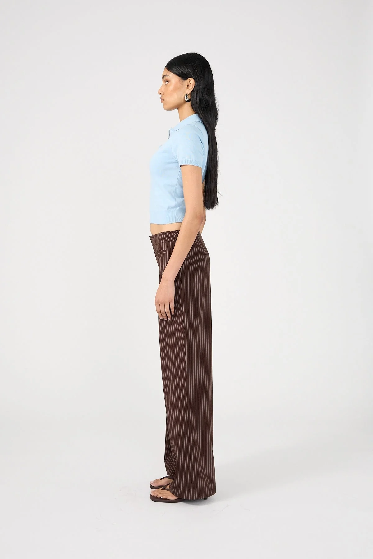 Perfect Stranger Odie Pinstripe Mid Rise Pant Brown Pinstripe - Image 5