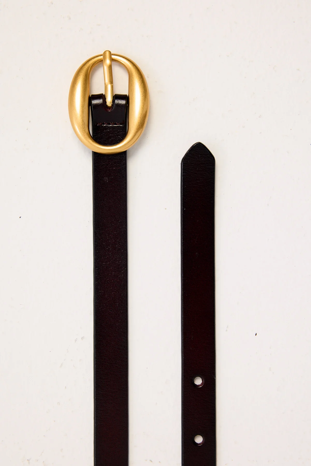 Perfect Stranger Oval Leather Thin Belt Brown - Image 2