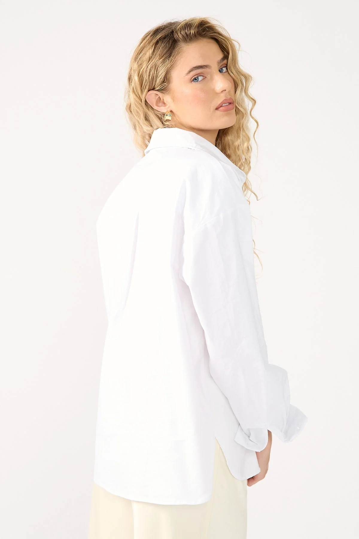 Perfect Stranger Oxford Long Sleeve Shirt White - Image 6