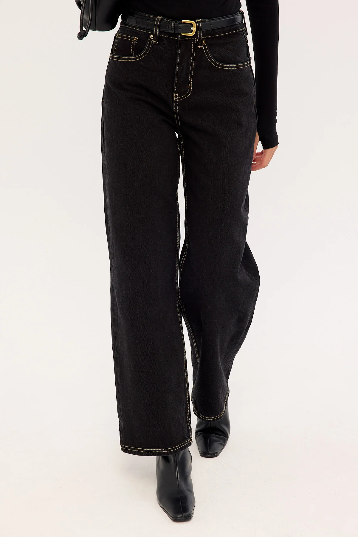 Perfect Stranger Petite Mid Rise Baggy Jean Washed Black - Image 2
