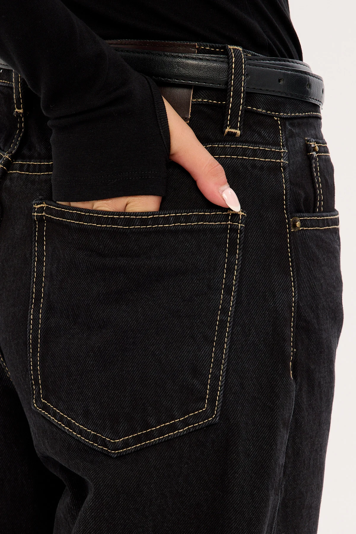 Perfect Stranger Petite Mid Rise Baggy Jean Washed Black - Image 6