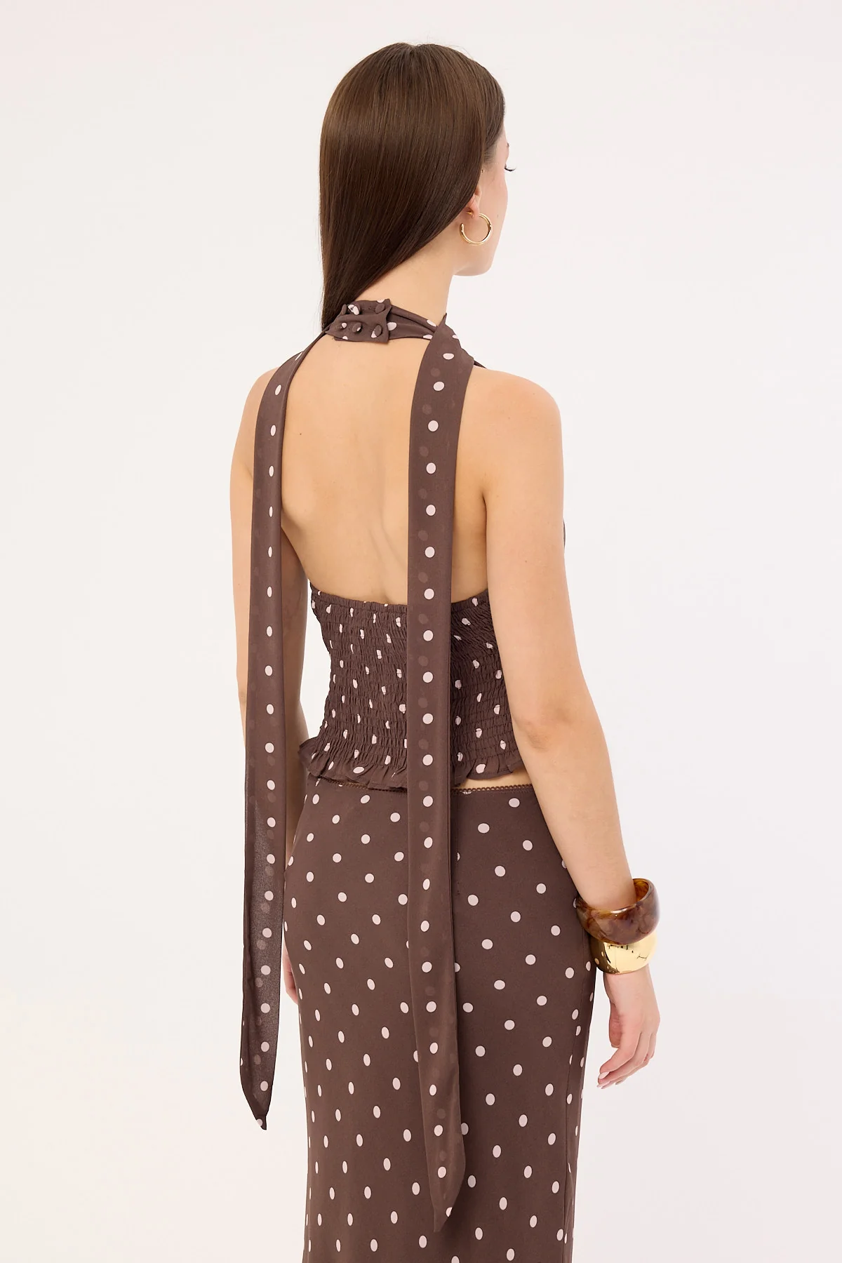 Perfect Stranger Polka Wish Halter Top Brown - Image 8