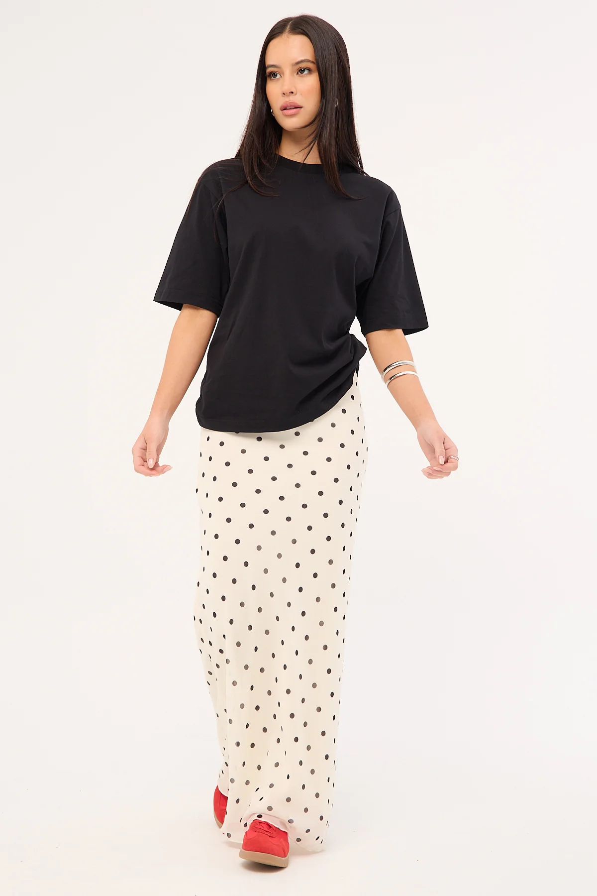 Perfect Stranger Polka Wish Maxi Skirt Cream Print - Image 12