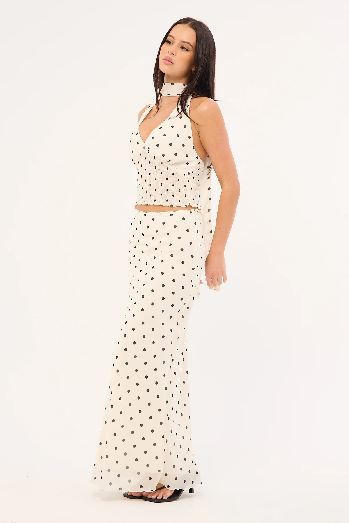 Perfect Stranger Polka Wish Maxi Skirt Cream Print - Image 8