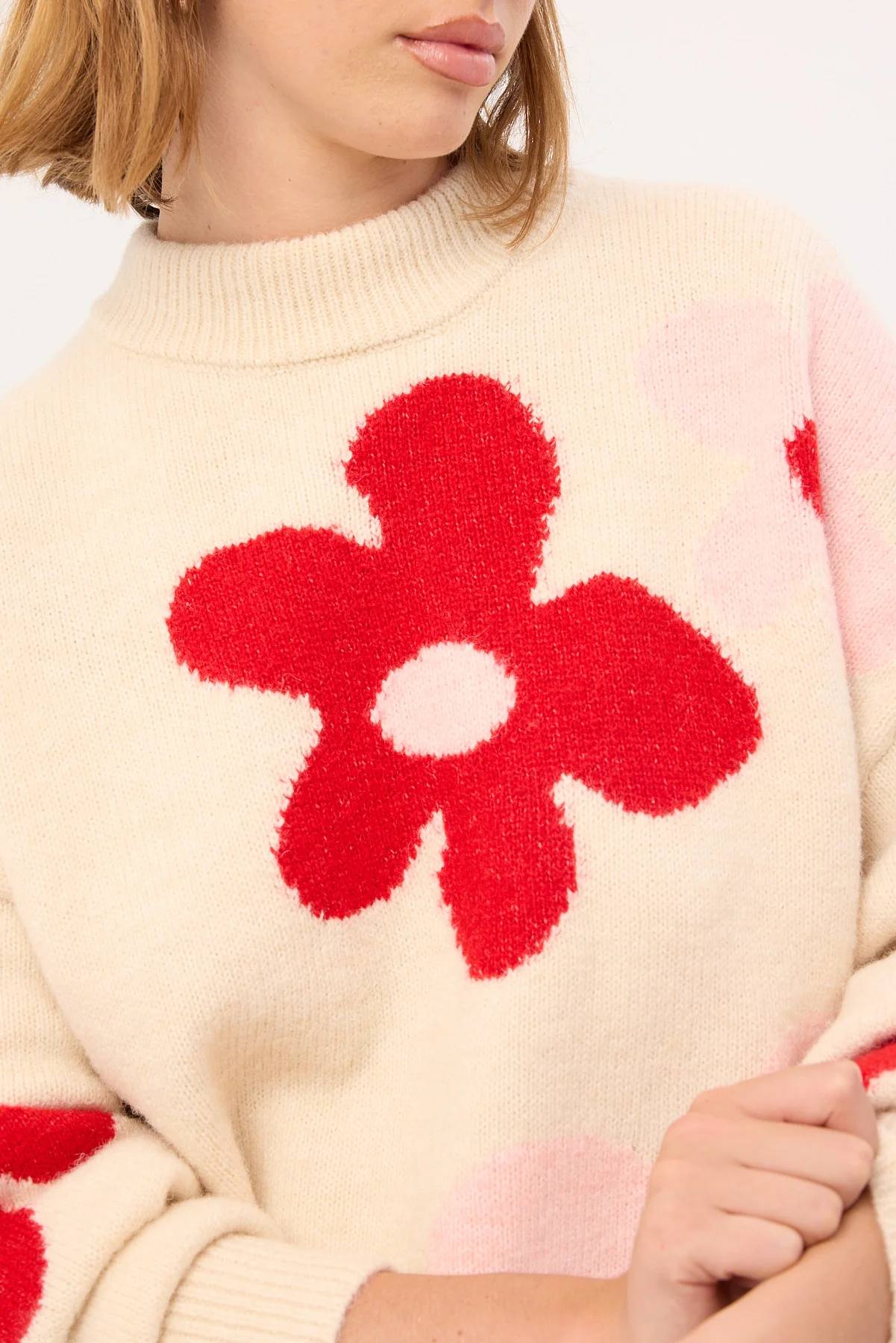 Perfect Stranger Posey Floral Knit Jumper Cream Print - Image 3