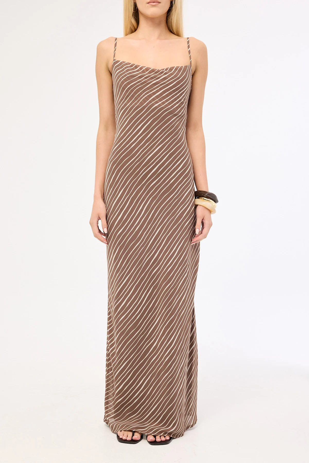Perfect Stranger Priscilla Chiffon Maxi Dress Taupe Print - Image 6
