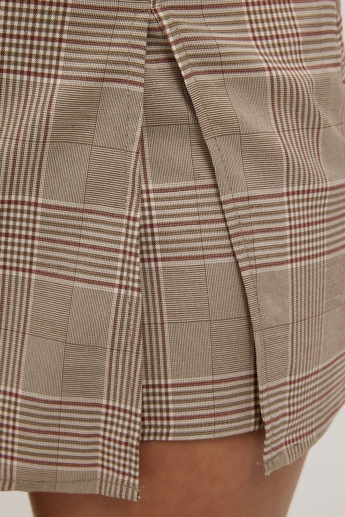 Perfect Stranger Rhyme Check Mid Rise Skort Brown Check - Image 5