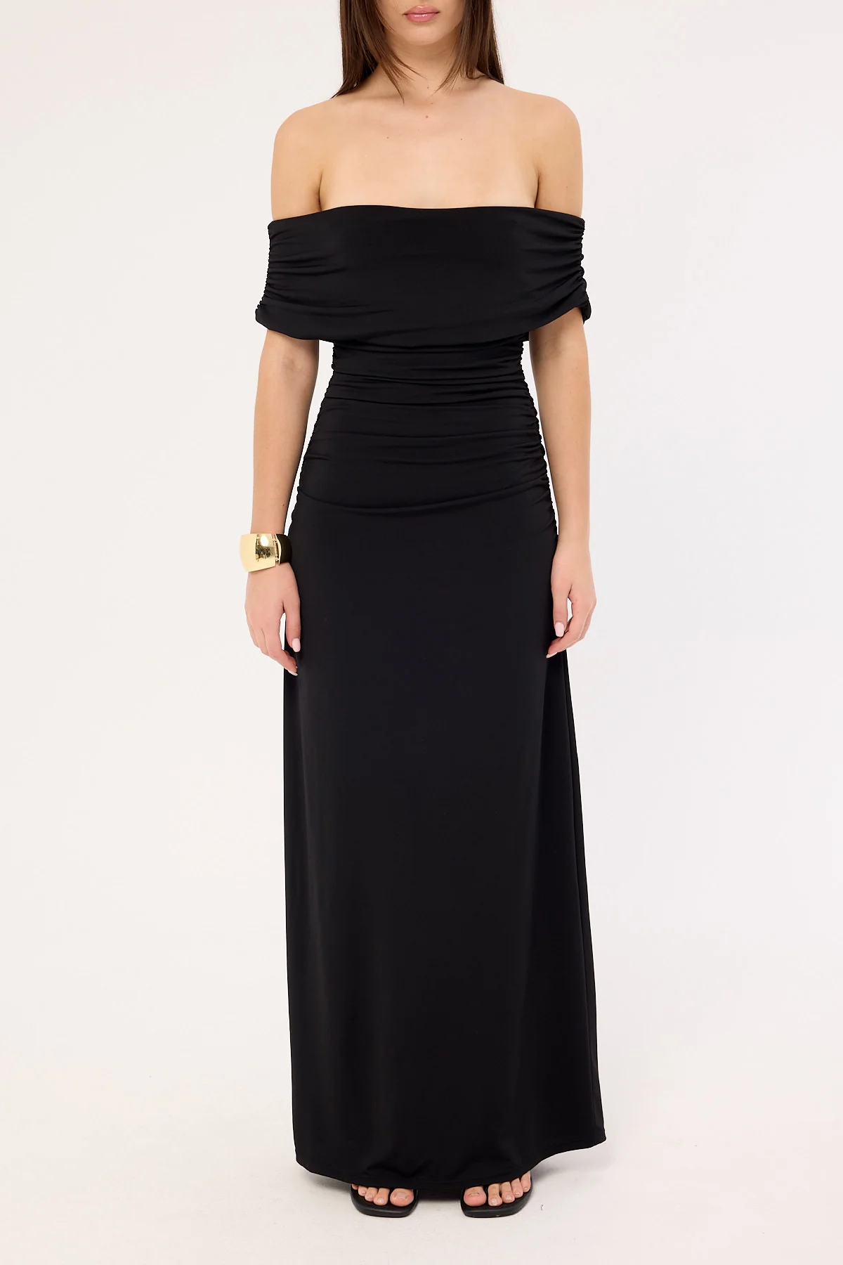 Perfect Stranger Rosetta Off Shoulder Maxi Dress Black - Image 6