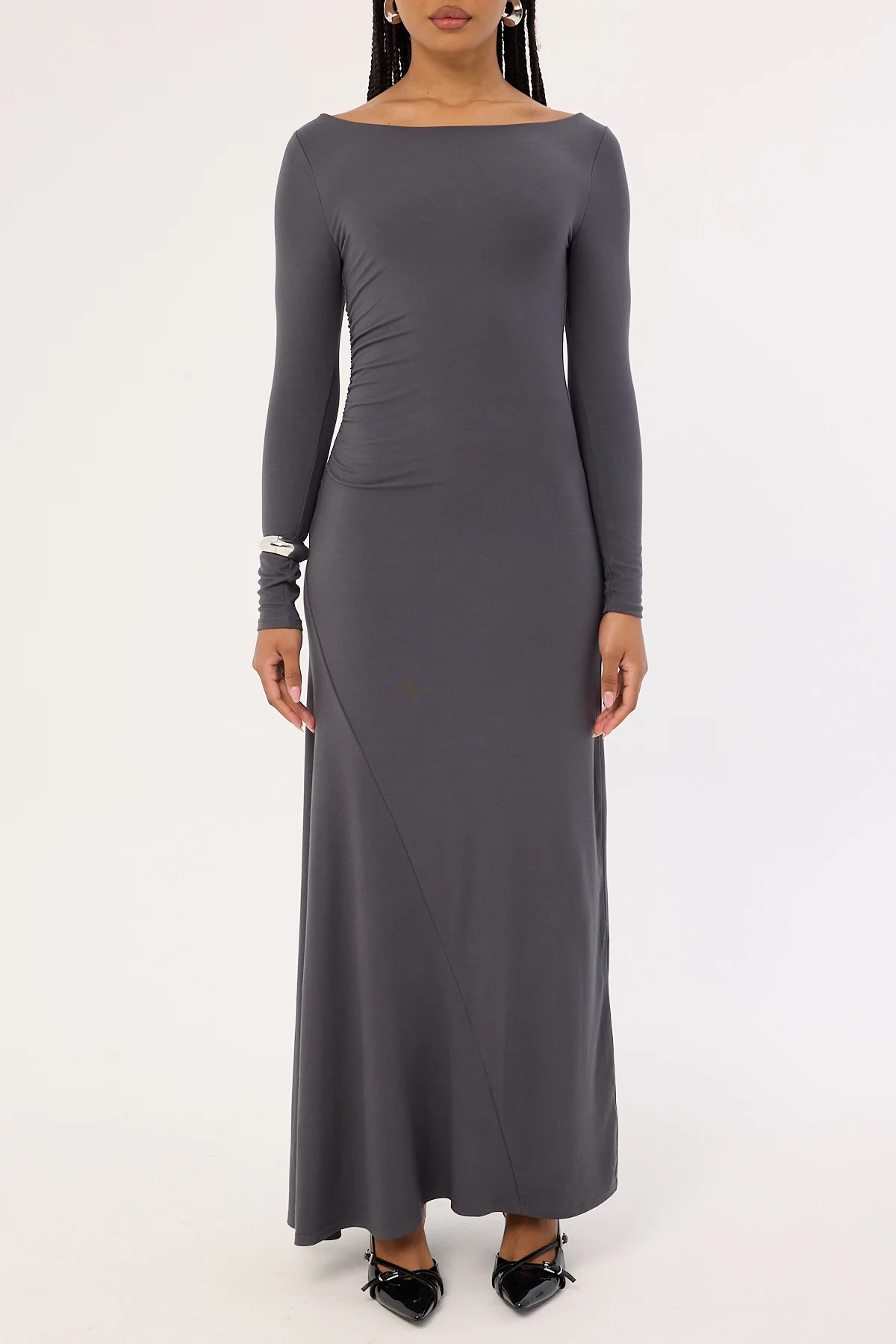 Perfect Stranger Rosso Long Sleeve Maxi Dress Charcoal - Image 7