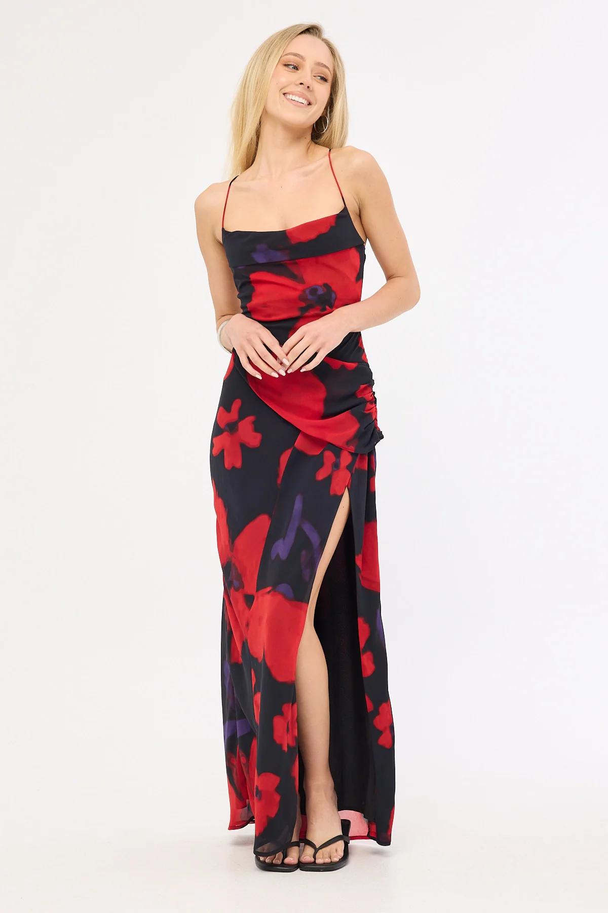 Perfect Stranger Saskia Chiffon Maxi Dress Black Print - Image 2