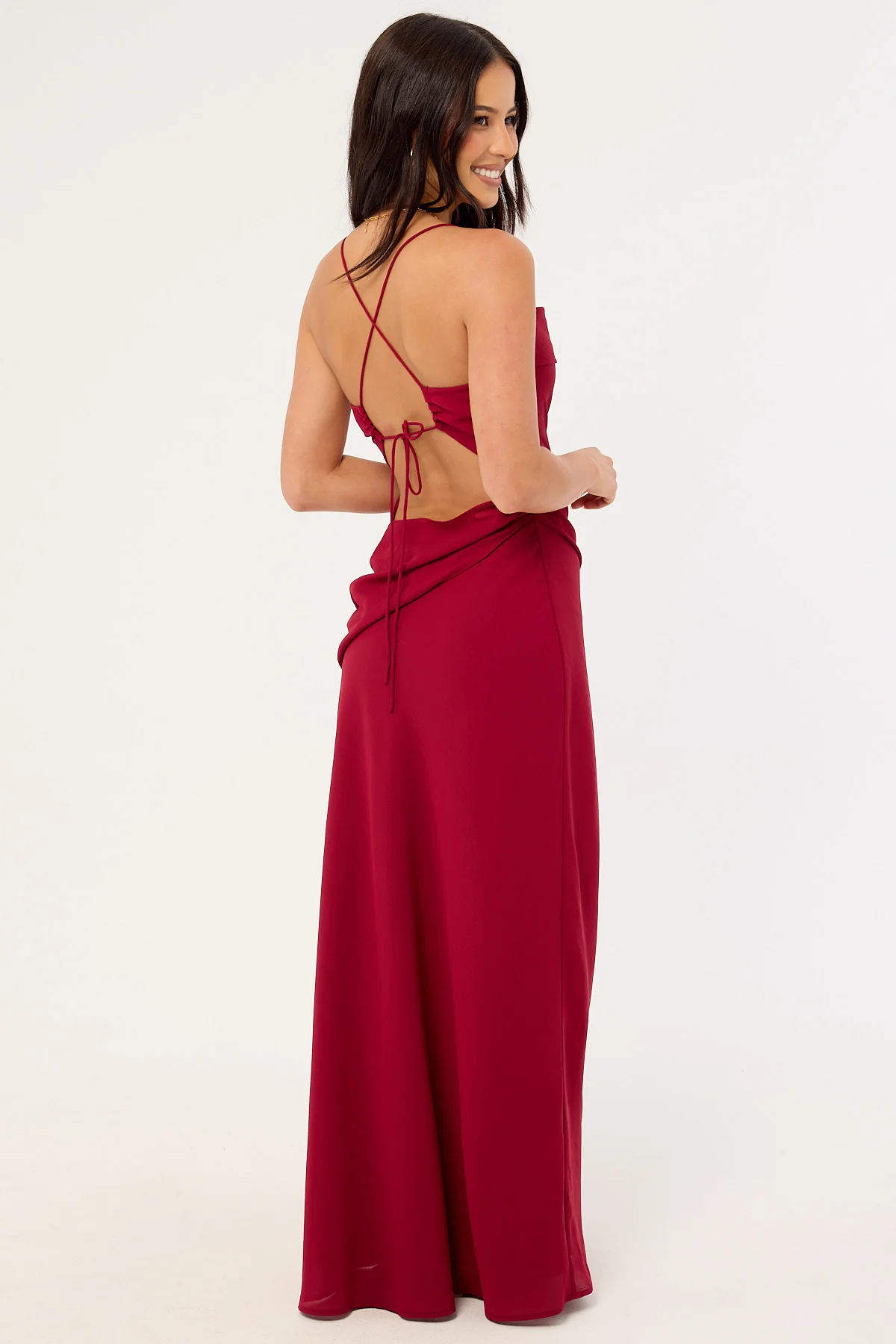 Perfect Stranger Saskia Chiffon Maxi Dress Raspberry - Image 2