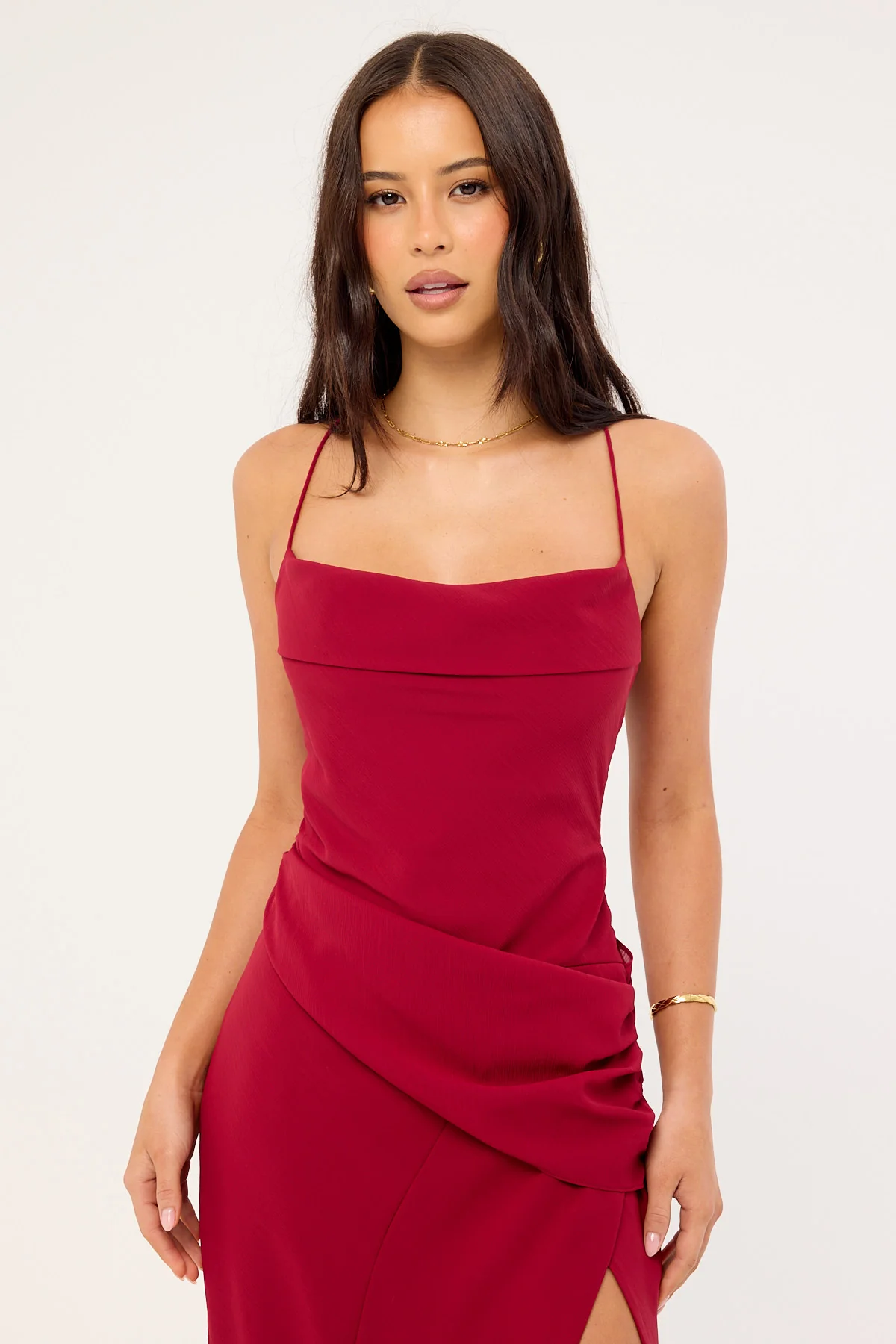 Perfect Stranger Saskia Chiffon Maxi Dress Raspberry - Image 3