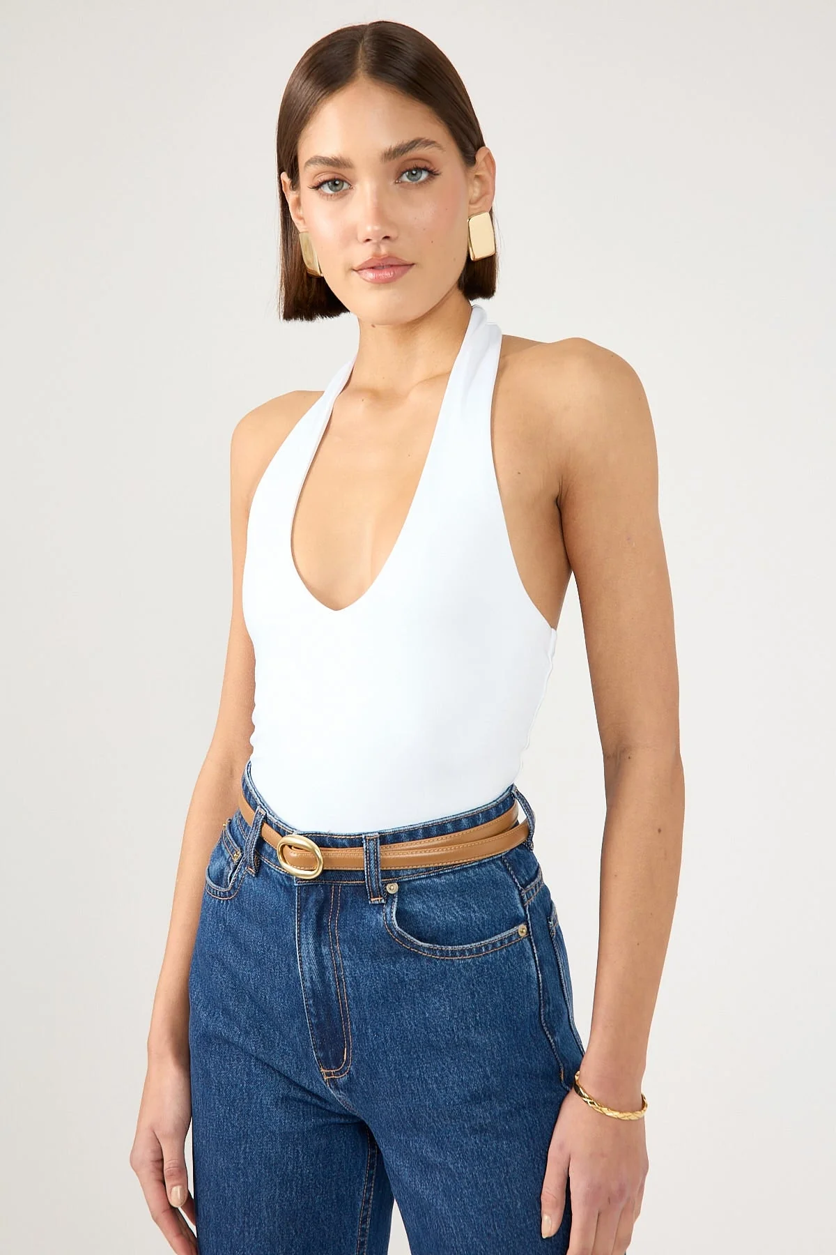 Perfect Stranger Stivie Jersey Halter Top White - Image 4