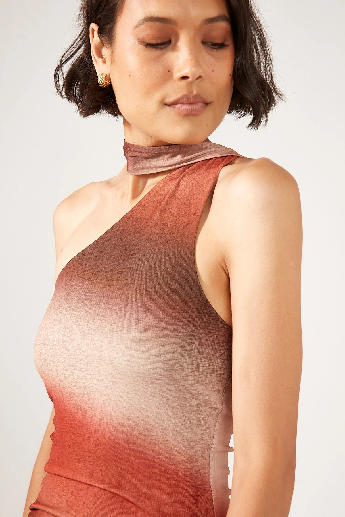 Perfect Stranger Superstition Mini Mesh Dress Brown Print - Image 3