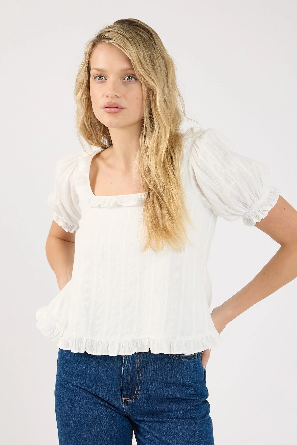 Perfect Stranger Talitha Babydoll Top White - Image 4