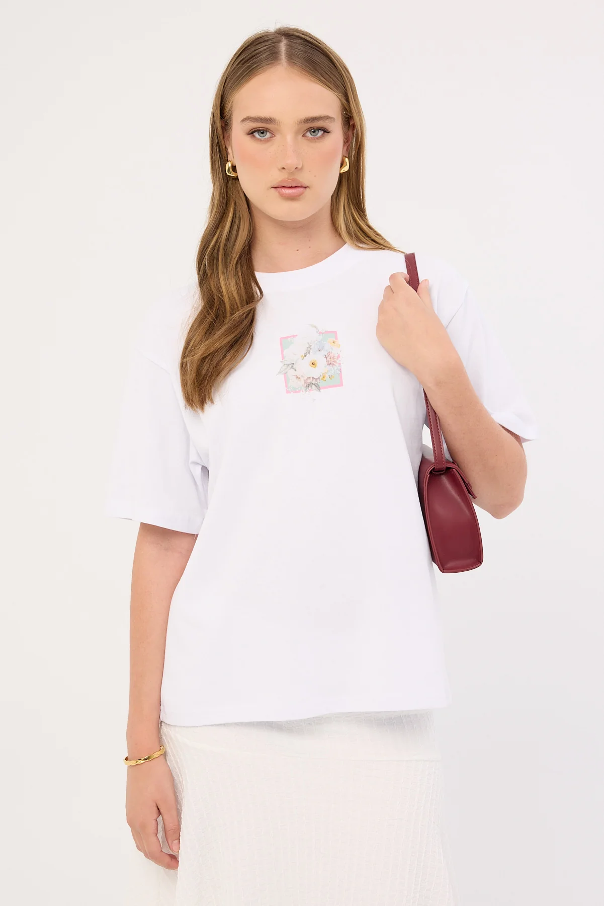 Perfect Stranger Vintage Bloom Oversized Tee White - Image 2