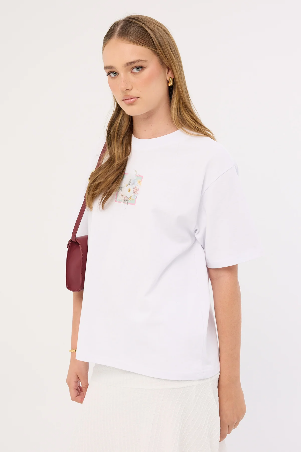 Perfect Stranger Vintage Bloom Oversized Tee White - Image 4