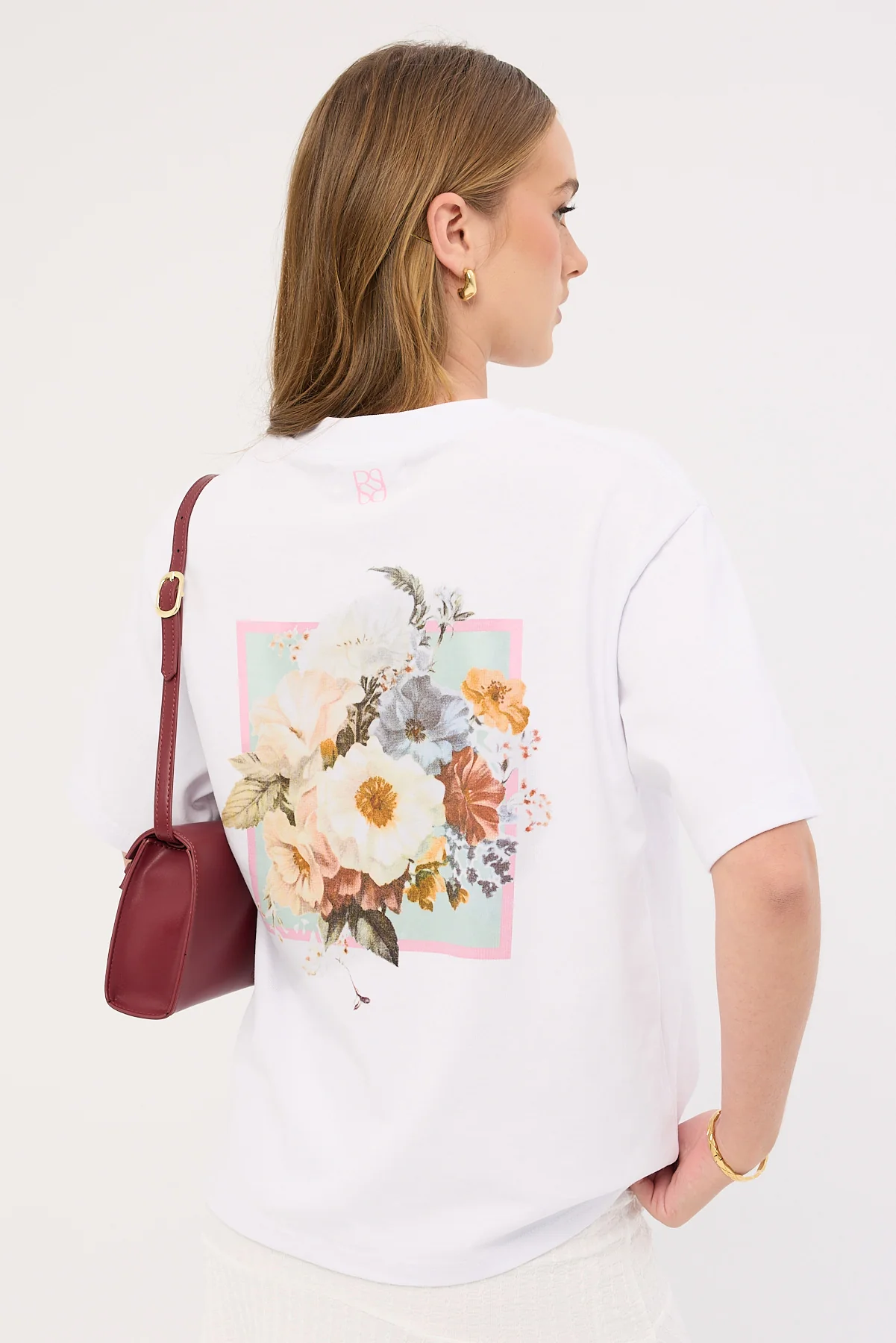Perfect Stranger Vintage Bloom Oversized Tee White - Image 5