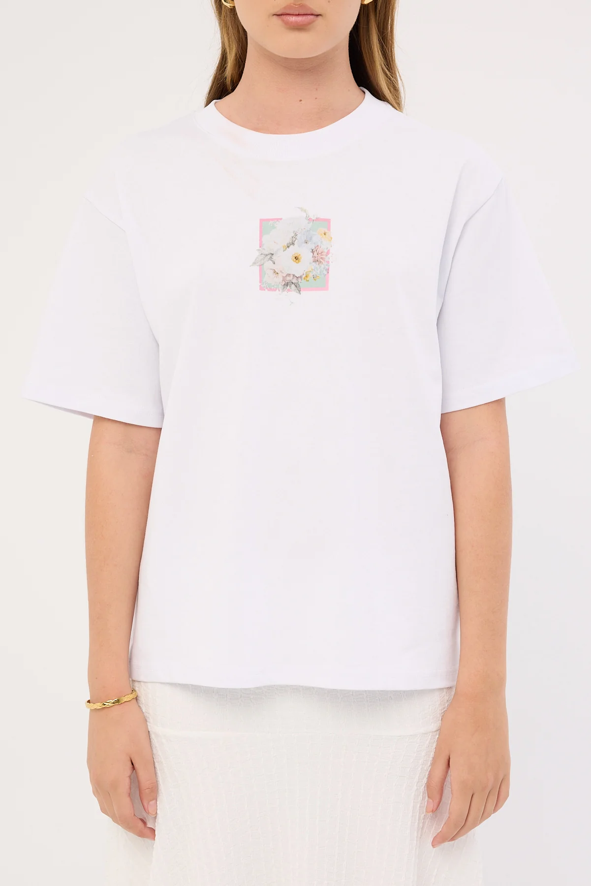 Perfect Stranger Vintage Bloom Oversized Tee White - Image 6