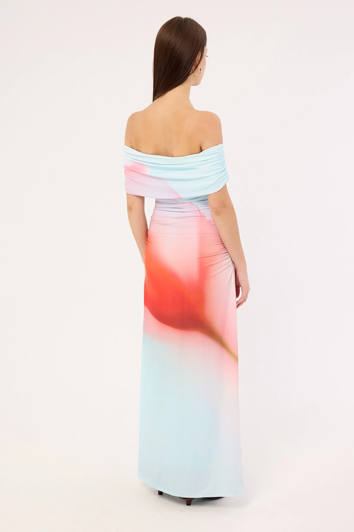 Perfect Stranger Yasmin Off Shoulder Maxi Dress Red Print - Image 5