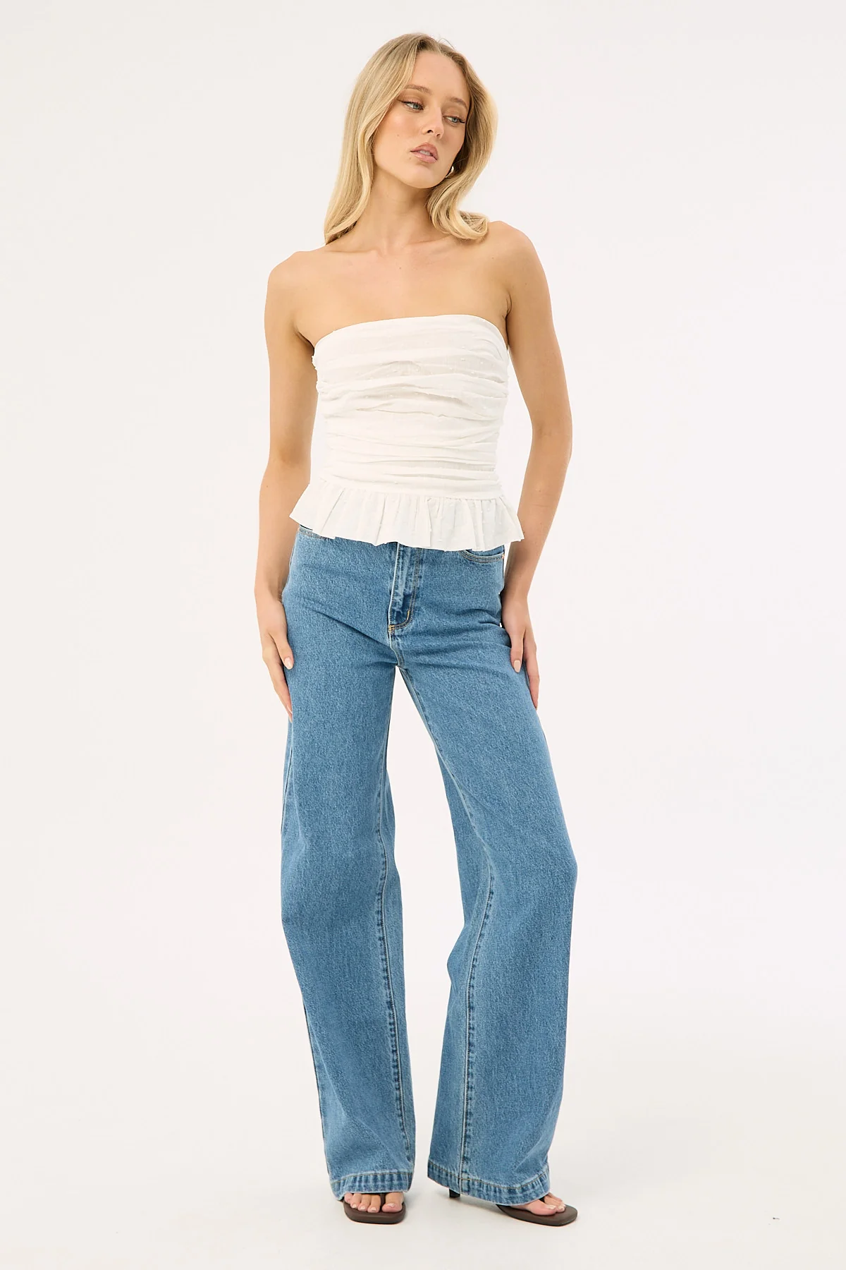 Perfect Stranger Zemi Gathered Strapless Top White - Image 2