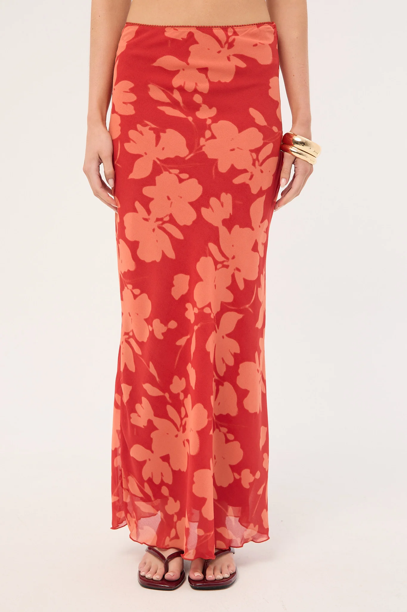 Perfect Stranger Zinna Maxi Skirt Red Print - Image 7