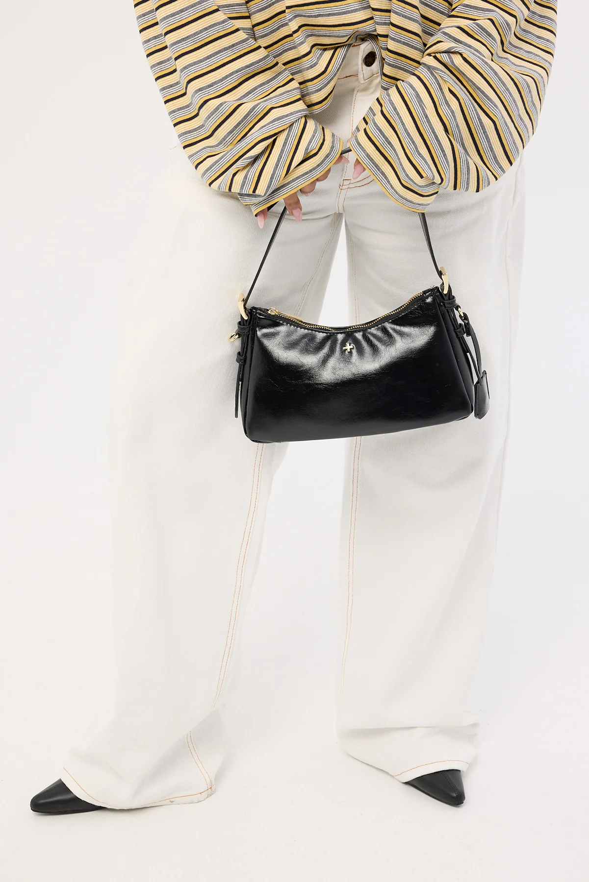 Peta + Jain Brody Shoulder Bag Black Crinkle/Gold