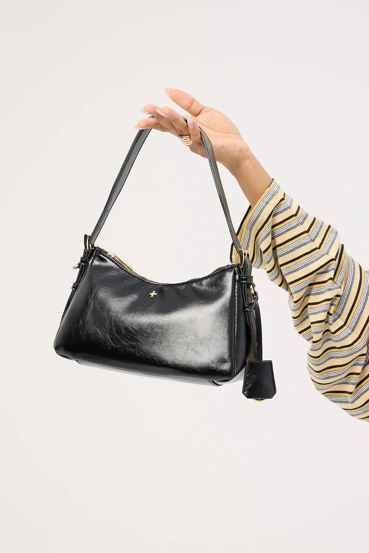 Peta + Jain Brody Shoulder Bag Black Crinkle/Gold - Image 5
