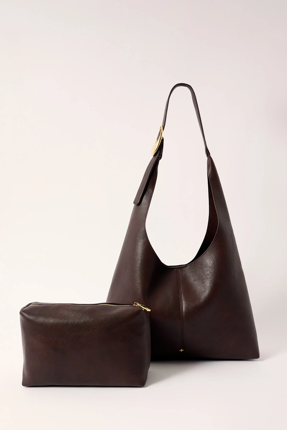 Peta + Jain KISMET HOBO BAG WITH POUCH Grainy Brown - Image 4