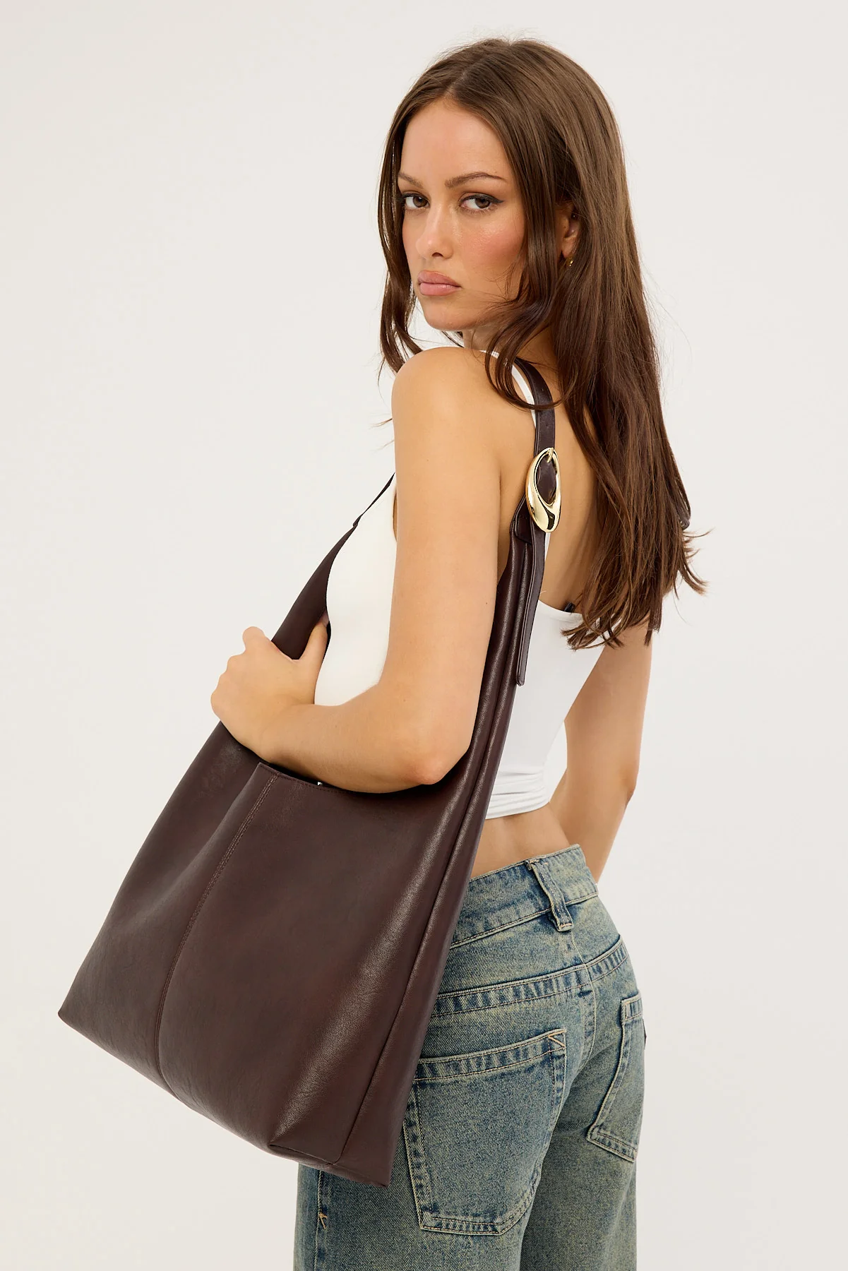 Peta + Jain KISMET HOBO BAG WITH POUCH Grainy Brown - Image 8