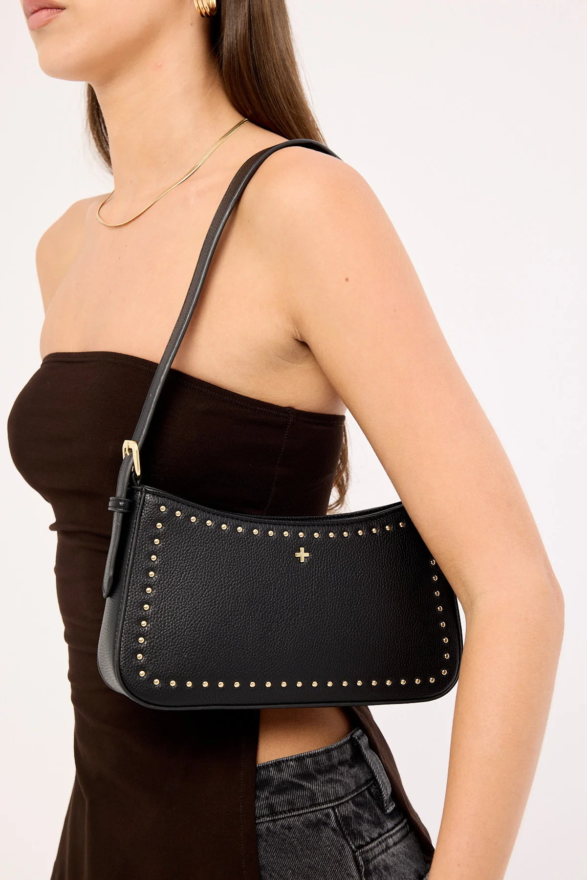 Peta + Jain Lilu Black PU/Gold Mini Stud - Image 3