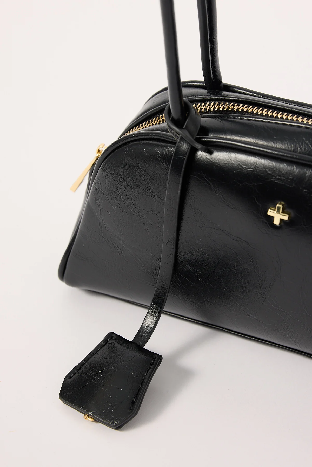 Peta + Jain Rose Shoulder Bag Black Crinkle/Gold - Image 2