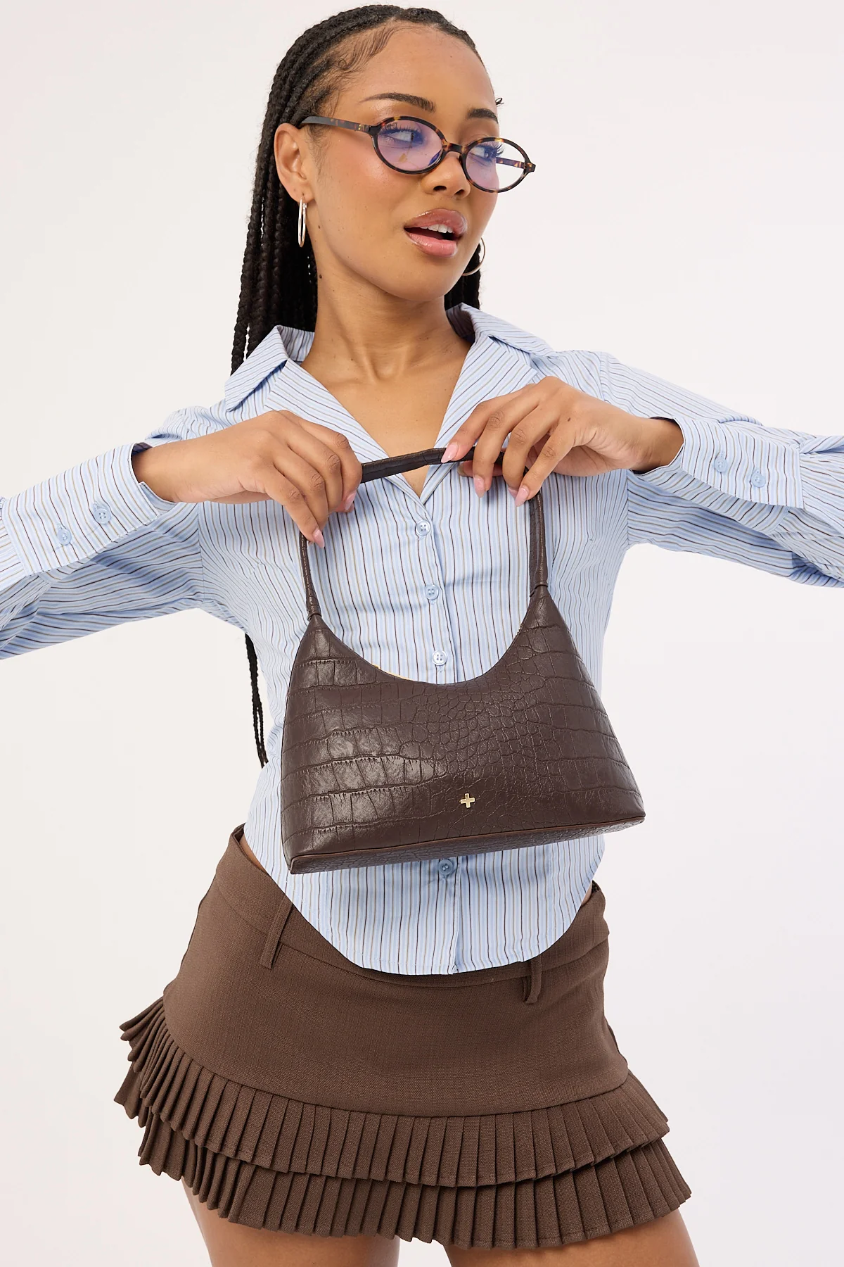 Peta + Jain Sweetie Chocolate Croc PU/Gold - Image 4